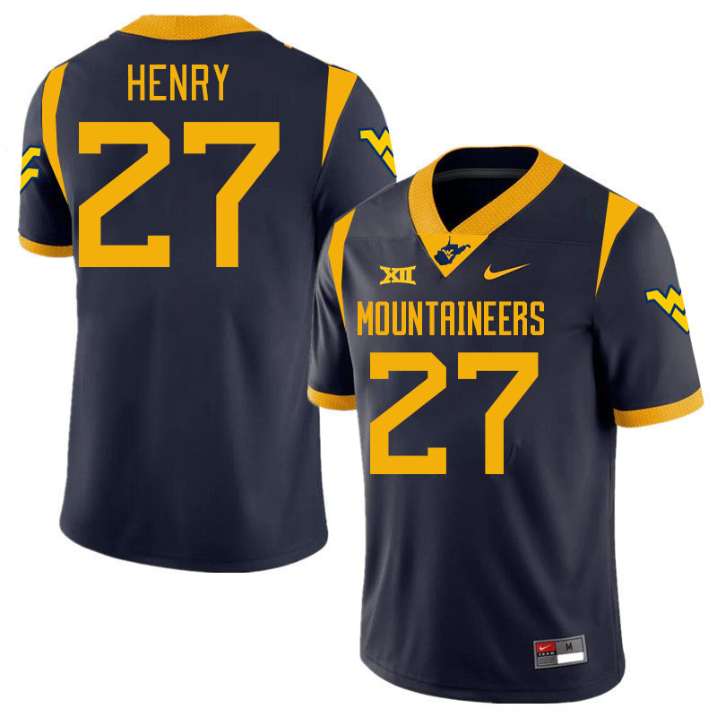 Men #27 Chris Henry West Virginia Mountaineers College 2024 New Uniforms Football Jerseys Stitched S